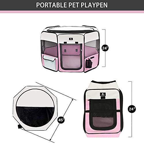 X-Zone Pet Portable Foldable Pet Dog Cat Playpen Crates Kennel/Premium 600D Oxford Cloth,Removable Zipper Top, Indoor And Outdoor Use #TOP1