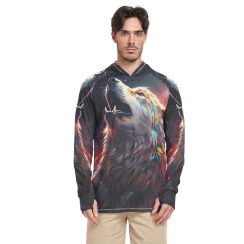T-shirt homme pêche et running à col rond Dramatique Golden Wolf avec protection UPF 50+