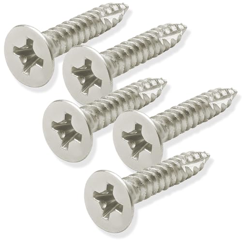 Cauldham Tornillos para Madera Satin Nickel #9 x 1 Pulgada para Bisagras de Puerta - Paquete de 25 miniatura 1