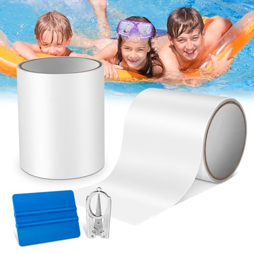 Gleisa Set per la Riparazione della Piscina, Toppe Riparazione per Piscina Autoadesivo, Nastro Impermeabile Subacqueo per Letto ad Acqua, Rivestimento per Piscina, Anello da Nuoto, 10x150cm