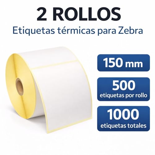 2 rollos para Zebra (Etiquetas Envíos) compatible con impresora Zebra GK420D GX420D GK420T Blanco 10 cm x 15 cm Para envios (2 Rollos x 500 Etiquetas)