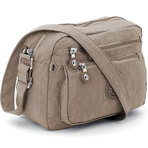 ekavale - Kleine Schultertasche aus Wasserabweisendes Nylon – Handtasche für Damen & Mädchen - Crossbody Bag - Leichte Umhängetasche (Stone)