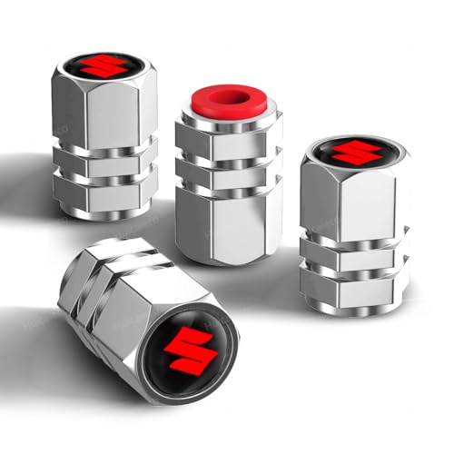 スズキ エアバルブキャップ 4個セット スズキ ジムニー ハスラー ワゴンR エブリイ スペーシアカスタム エブリイワゴン ラパン ソリオ スペーシア アルトなどに適用 タイヤバルブキャップ アルミ製 自動車 ドレスアップパーツ 高強度 軽量 腐食防止 (