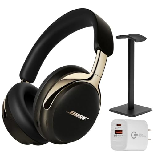 Bose (2nd Gen QuietComfort Ultra Bluetooth Headphones, Wireless Headphones with Spatial Audio, Over Ear Noise Cancelling with Mic, Up to 30 Hours of Play time + 20W Wall Charger (Desert Gold)
