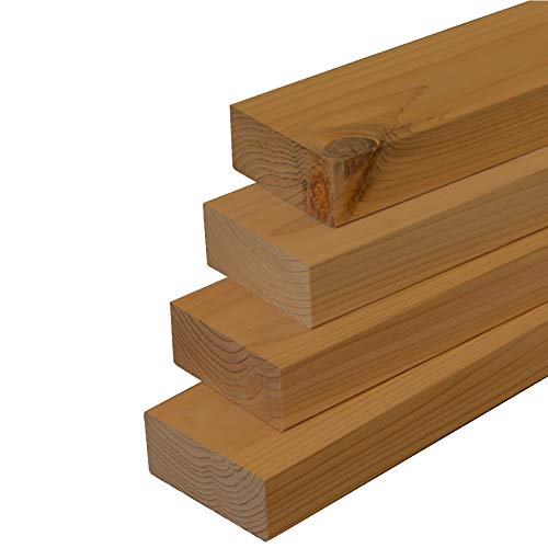WOODPRO 【2×4材/ツーバイフォー材】国産杉 4本セット 厚38mm×幅89mm×長さ720mm ナッツ色屋内専用) 板材 厚み3.8cm 幅8.9cm 長さ72cm 2x4 オーダー 受注生産