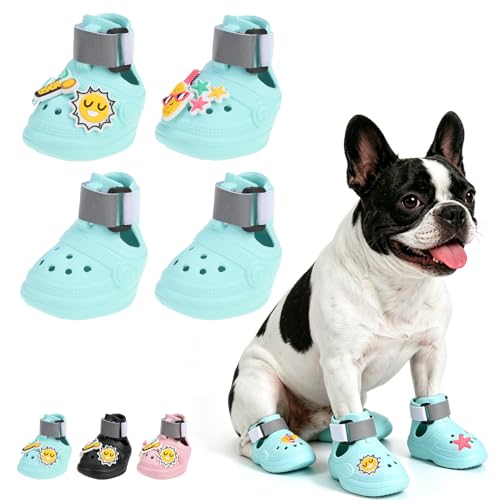 KOOLTAIL Dog Shoes for Hot Pavement Waterproof Summer Pet Sandals Boots for Beach to Prevent Licking Paws Breathable & Non Slip Dog Booties for Hardwood Floor Small Medium Large Dogs Green L