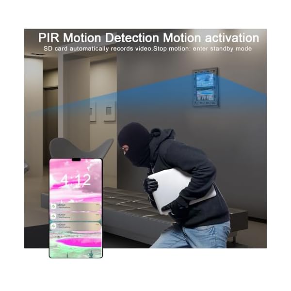 GIIRKUUU Spy Camera Picture Frame - Hidden Camera 1080P WiFi HD PIR Motion Detection Night Vision Offline Video Recorder Remote Real Time View Live Camera 1 Year Standby Security Nanny Cam - Image 3