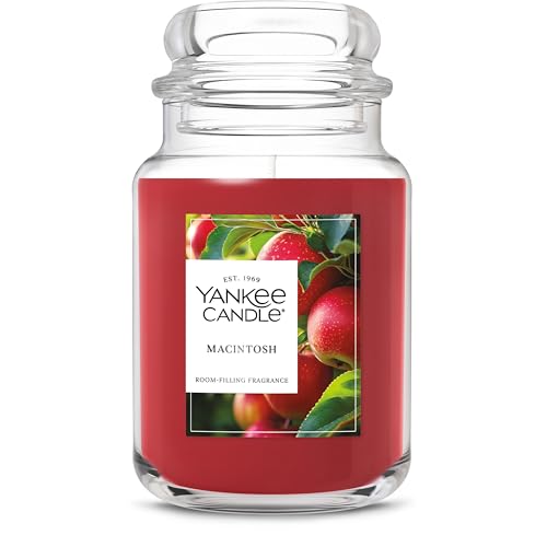 Yankee Candle Large Jar Scented Candle with up to 150 Hour Burn Time, Premium Plant Wax Blend for Consistent Burn, 22 oz Jar Candle with Room Filling Fragrance, Macintosh