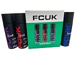 FCUK One Of Each Set - Mens Body Spray Trio Gift Set for Him with Topline Thank You Card. Festive Gift Idea for Stocking Fillers, Secret Santa Gifts or Gift Set for Birthdays.