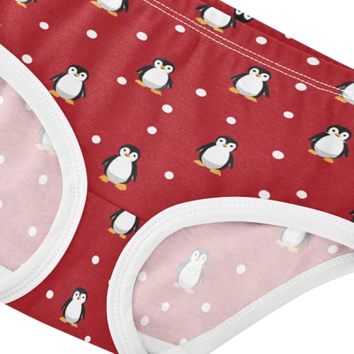 Wusikd Penguins Girls' Underwear Cotton Polka Dotson Red Girls Briefs Soft Toddler Underwear 2T4