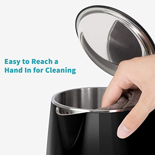 Secura Original Stainless Steel Double Wall Electric Water Kettle 1.8 Quart with Auto Shut-Off & Boil-Dry Protection, Black Onyx SWK-1701DA/HB-3227B