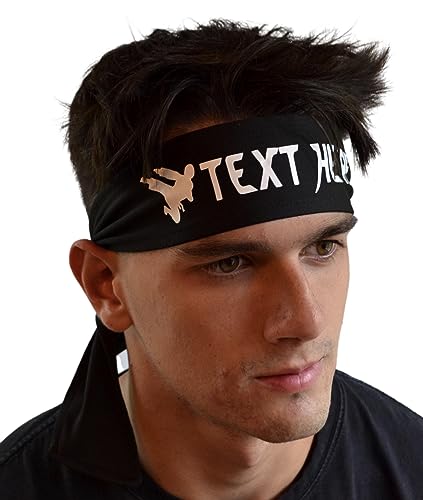 Funny Girl Designs Martial Arts Personalized Custom Tie Back Headband with Kicking Silhouette Taekwondo in Vinyl2