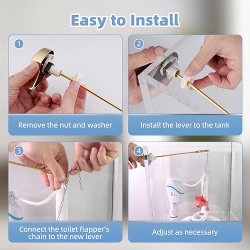 Image of Hibbent Toilet Handle Tank Flush Lever Replacement Compatible with TOTOTHU004-CP Trip Lvr for ST701, CST854, CST884, Side Mount Toilet Tank Flush Lever, Gold