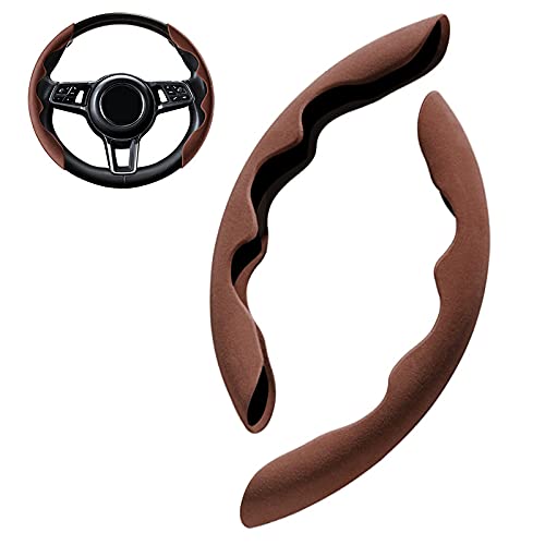 Koconh Anti-Skid Plush Comfortable Steering Wheel Cover, Universal Auto Car Steering Wheel Cover, Steering Accessories for Car (Turn Fur Brown)…