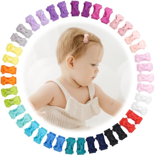CÉLLOT 40pcs Baby Bows for Girls Mini Bow Snap Clips for Baby Girls Infant