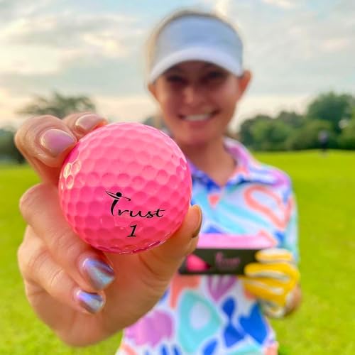 TrustトラストゴルフボールNew Rosa(ローサ) 被らない 目立つ 飛ぶ 曲がらない 止まる 柔らかい打感 ウレタンカバー3ピースダイナミックコア 1ダース(12個入り)ゴールドピンク 9枚目