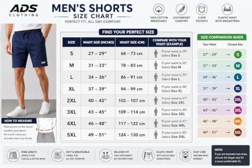 Image of Shorts for Men | Men's Cotton Shorts | Casual Regular Fit | Drawstring Waist | Soft & Breathable | Summer Wear | Sizes (S,M,L,XL,XXL,3XL,4XL,5XL)