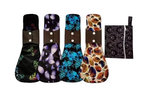Image of 5pcs set 1pcs Mini wet bag + 4 pieces 14 Inch Overnight Charcoal Bamboo Mama Cloth / Menstrual Pads / Reusable Sanitary Pads (Black Lace)