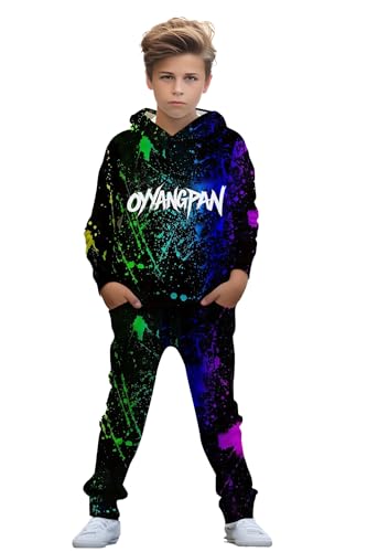 Image of boys' clothing sets, 2-Piece Hoodie & Pants Outfits for Boys Size 4-14 | Lightweight Non-Fleece Fall & Spring Clothing Sets
