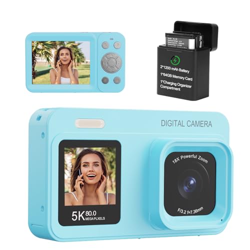 Cámara Digital Compacta Dual Pantalla 5K 80MP Azul miniatura 1