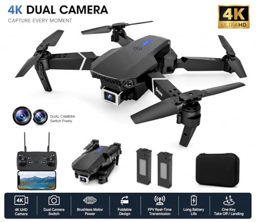 Image of 4K HD Camera Foldable dRoNe Toy with APP Control, Air Pressure Altitude Hold, 360 Roll & Long Life Battery | WiFi FPV RC Quadcopter for Kids & Beginners