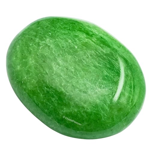 Image of Green Strawberry Quartz Crystal Palm Pebbles Stones for Anxiety Stress Relief Massage - AAA Grade Original Healing Gemstone Agate Palm Stone for Yoga Meditation Spiritual Reiki Feng Shui