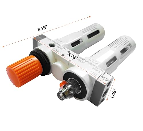 Image of RQG Tire Changer Oil Water Separator, Inline Air Pressure Regulator with Tire Pressure Gauge for Tire Changer Machine, with Connectors & Mounting Accessories, Max 230PSI