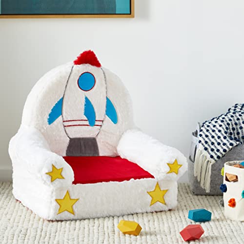 Image of Amazon Basics Children's Plush Toddler Chair for Bedroom, Rocket, Multicolor