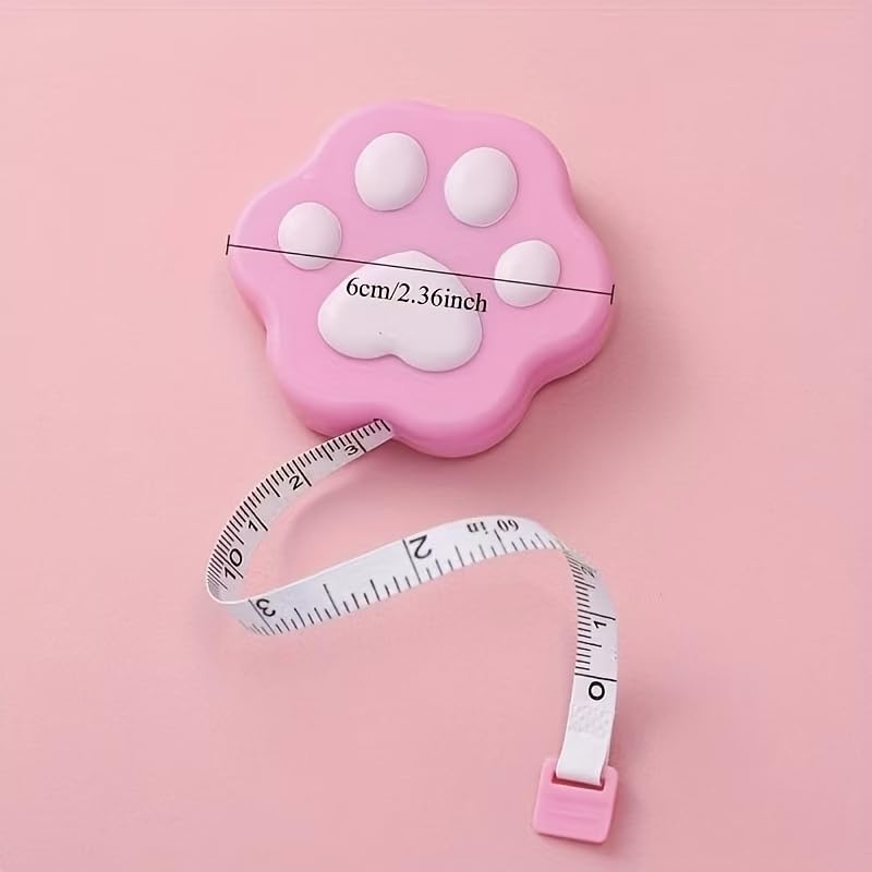 1 Pink Automatic Ruler with paw Print and paw Print - Suitable for pet Measurement, cat Owner Gifts, Office and Home use - a Small Portable Tape Measure Suitable for cat Enthusiasts