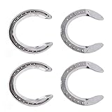 GLOGLOW 4pcs Horseshoe Kit, Aluminum Alloy Light Weight Metal Horseshoes for Racing Racecourse Horse Riding Accessory (Type 5(8.3 X 8.3 X .5in))