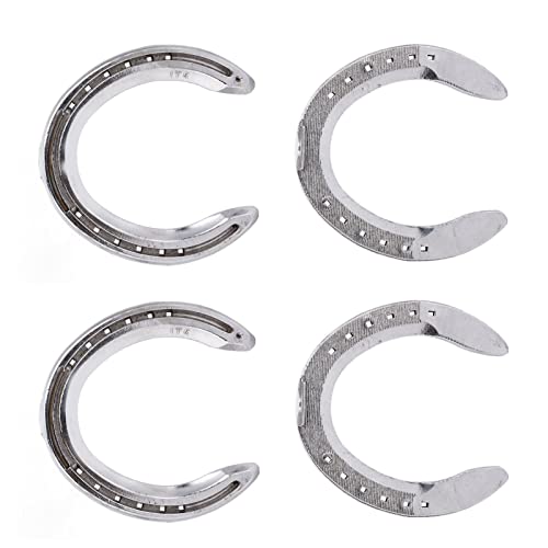 GLOGLOW 4pcs Horseshoe Kit, Aluminum Alloy Light Weight Metal Horseshoes for Racing Racecourse Horse Riding Accessory (Type 5(8.3 X 8.3 X .5in))
