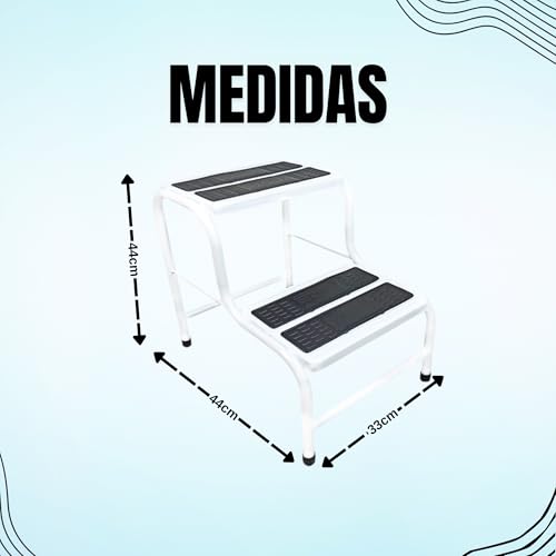 Escada de Dois Degraus em Aço com Revestimento Antiderrapante Escadinha NO2PROBLEMS Compacta Prática
