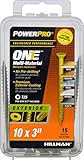 Power Pro Premium One Multi-Material Flat Head Screws, Epoxy Coated Steel, Fasten in Wood, Metal, Concrete, Drywall and Plastic, Bronze, #10 x 3 inches, Box of 15 Screws