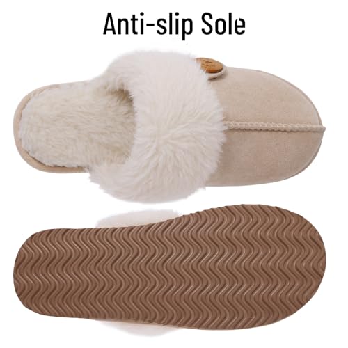 Image of Litfun Women's Fuzzy Memory Foam Slippers Fluffy Winter House Shoes Indoor and Outdoor