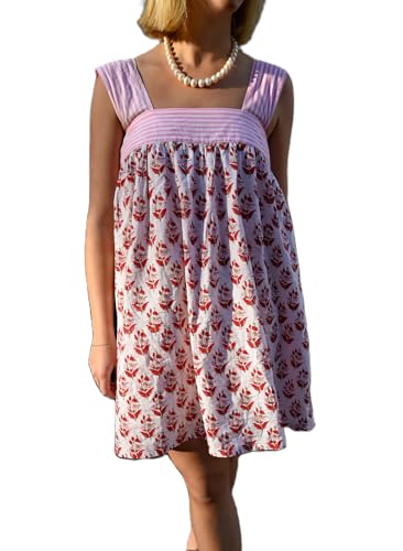 Image of Women Y2K Tie Shoulder Mini Dress Bow Babydoll Ruffle Short Dress Summer Boho Floral Flowy Beach Sundress