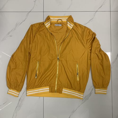 ENVMENST Men's Lightweight Bomber Jacket,Causal Waterproof Windbreaker Jacket for Men Outdoor（Yellow）3