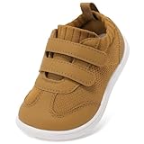 STQ KIDS Baby Shoes Wide Toe Box Toddler Barefoot Boys Sneakers Tennis Non Slip Breathable Comfortable First Walking Daily Wear School Activities Outdoor Brown Infant Size 4