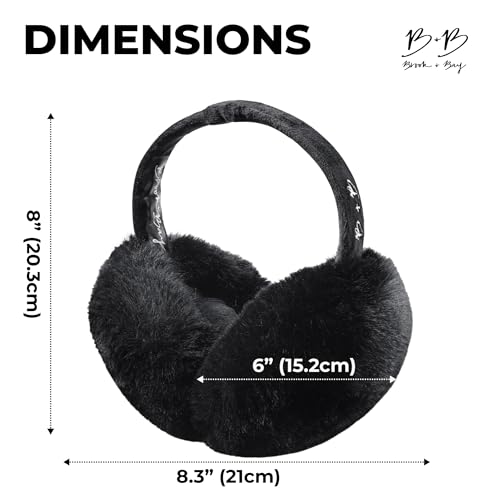 Brook + Bay Ear Muffs Winter Women - Stay Warm with Winter Ear Muffs for Women - Adjustable Fluffy Faux Fur Folding Earmuffs