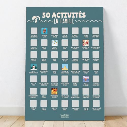 50 activités en famille affiche à gratter cadeau créatif parents