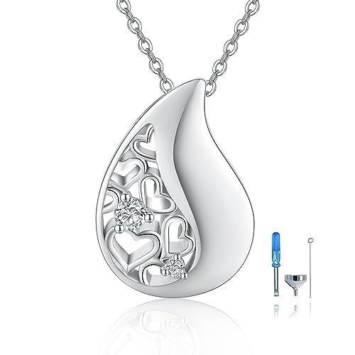 Heart/Cross/Infinity Moonstone Urn Necklace for ashes for Women Sterling Silver Dainty Cremation Jewelry Trendy Ashes Keepsake Memorial Gift for Mother/Grandma/Sister/Husband