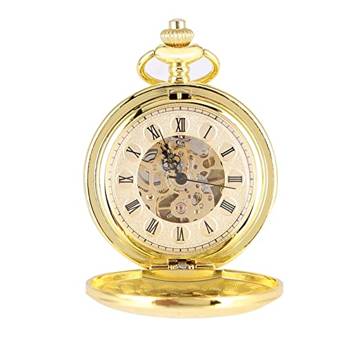 Uxury Zakhorloge Mechanisch Handmatig Opwindbaar Dubbel Open Zijketting Goudkleurig - Afbeelding 4