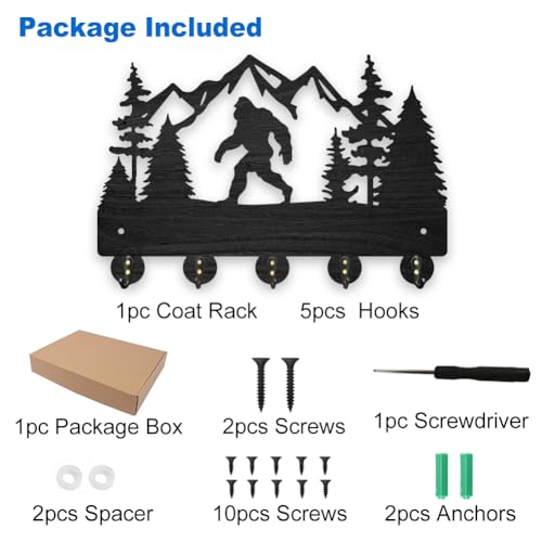 MAYJOYDIY Wooden Alloy Mountain Ape Wall Hook Gorilla Key Rack 20x30cm Wall Mountain Forest Animal Theme Hooks with 5 Strong Alloy Hooks for Living Room Hallway Entryway Gift - Image 3