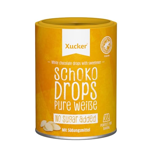 Xucker Weiße Schokoladen-Drops, mit Xylit, ohne Zuckerzusatz- min. 35% Kakao-Gehalt, Chocolate Drops 200 g