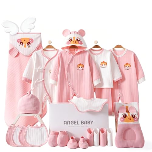 3Clock Baby Layette Gift Set for Boy Girls 2025 New Year Of The Snake 22 Piece New Born Baby Boy Gift Set Newborn Essentials Must Haves - Newborn Baby Boy Girls Clothes 0-3 Months (Pink Carton)