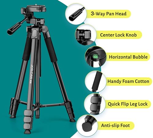 Image of JOILCAN Phone Tripod, 67 inch Camera Tripod Stand for iPhone iPad, Professional Aluminum Travel Tripods with Wireless Remote and Carry Bag for Cellphone Photo Video Recording Vlog