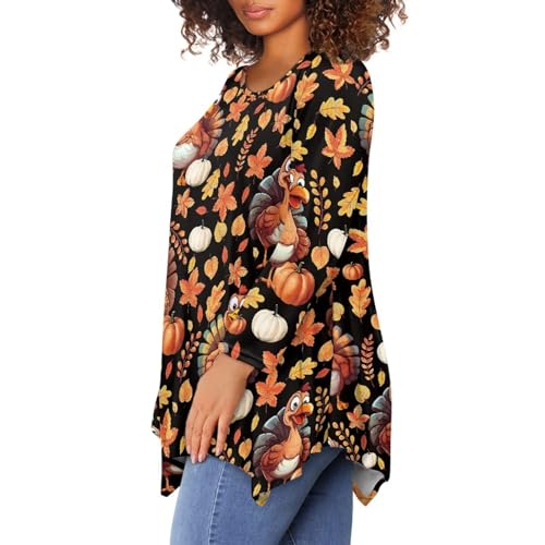 UNICEU Womens Plus Size Tops Casual Long Sleeve T-Shirt with Irregular Hem Pullover T Shirts4