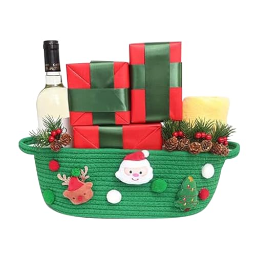 Cestas De Cuerda | Cesta De Navidad Tejida | Organizador Decorativo De Basura De Algodón Para Juguetes | Con Manijas Para Armario De Cocina, Dormitorio, Baño, Guardería O Salón, Hogar Y