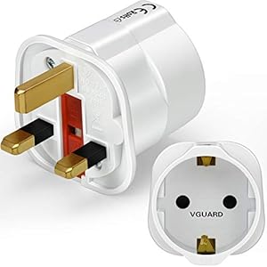 VGUARD European to UK Adapter, 1pack Plug Adaptor EU to UK Plug Adapter 2 Pin Plug Adaptor to 3 Pin for Travel or…