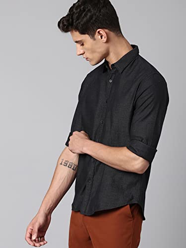 Image of Dennis Lingo Men's Slim Fit Solid Casual Shirt (Grey)
