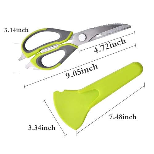 Image of Stainless Steel Meat Cutting Scissors for Kitchen | Multi Functional Kitchen Scissors for Fish, Chicken & Vegetable Cutting with Peeler, Bottle Opener, Nut Cracker & Magnetic Cover
